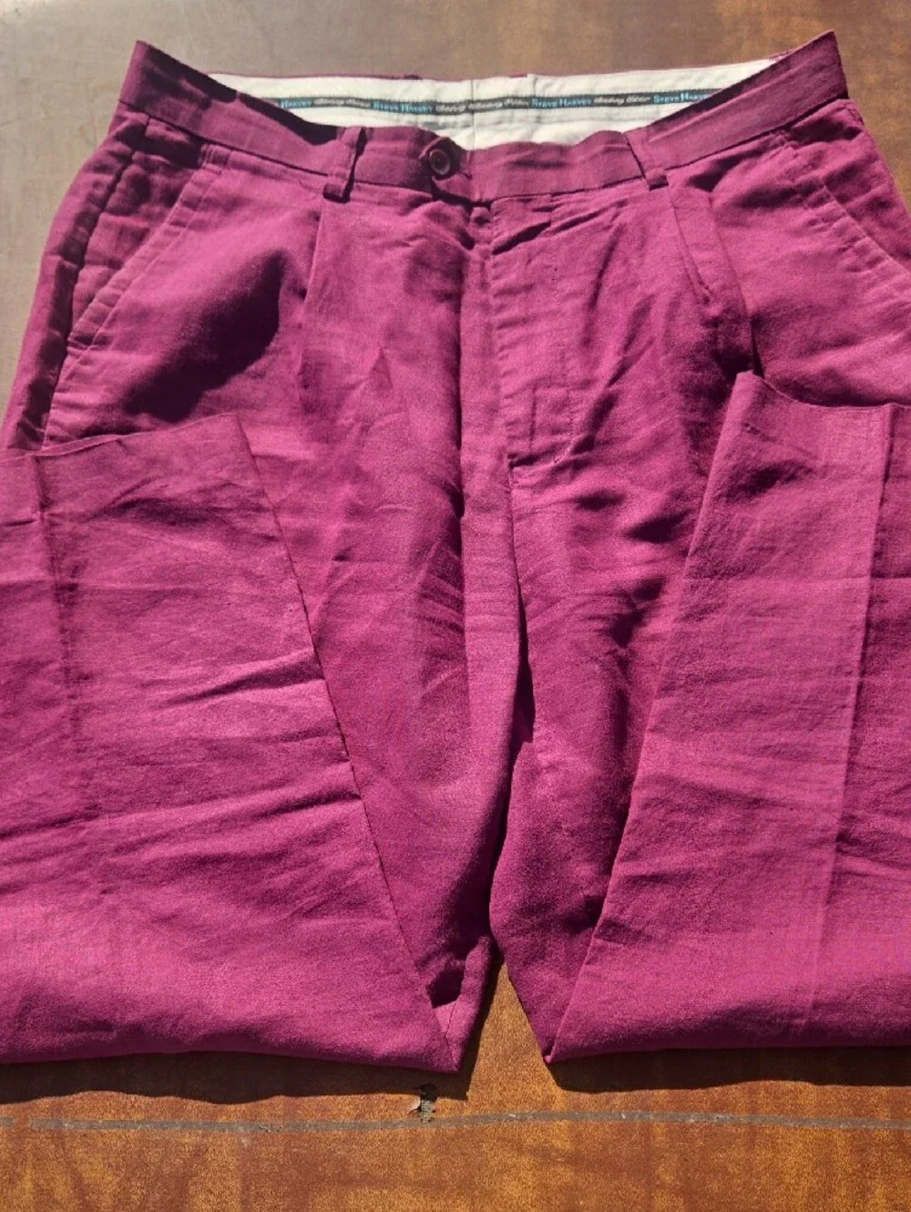 Steve Harveys  Men's Short-Sleeve Button-Up Shirt And Pants Suit- Burgundy